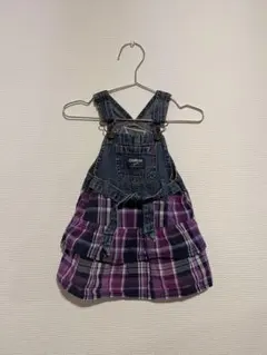 【OSHKOSH】オーバーオール型チェックスカート 80cm