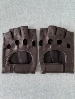 フィンガーレス レザーグローブ ドライビンググローブ 革手袋(type-B)