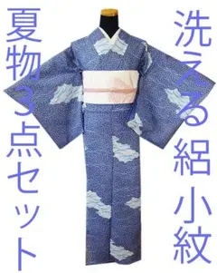 「値下げ交渉ＯＫ！」夏物 洗える ポリエステル 絽 小紋 セット Ｂ３０８