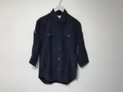 美品本物エディフィスEDIFICETドレス七部丈テンセル長袖ミリタリーシャツ