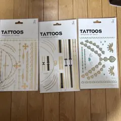 ゴールド装飾タトゥーシール3枚セット