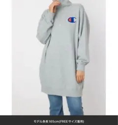 試着のみロデオクラウンズチャンピオンコラボハーフジップスウェットワンピースF