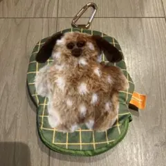 mojojojo カラビナ付きポーチ　ブチ犬　緑