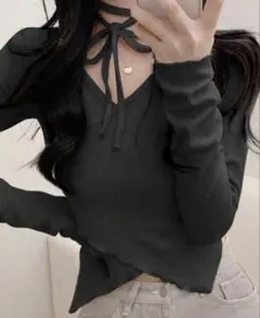 SHEIN 韓国風 ピュアデザイア レディースニットTシャツ