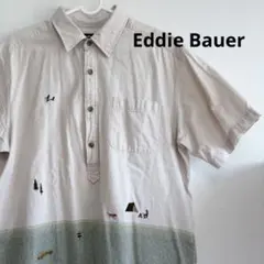 Eddie Bauer 半袖プルオーバーシャツ キャンプ刺繍 アウトドア Mのサムネイル
