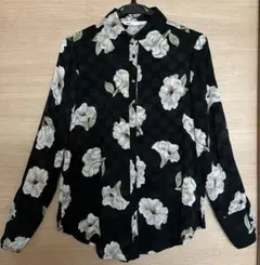 ZARA Z1975 DENIM長袖シアーシャツ 花柄 ドット柄 ブラック XSのサムネイル