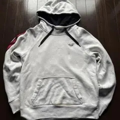 パ*コ様 【希少デザイン】ホリスター 袖ライン プルオーバーパーカー 白 S 刺