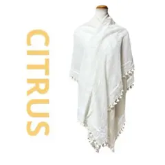 CITRUS シトラス ストール ショール ポンポン付き 白 ホワイト 綿 絹のサムネイル