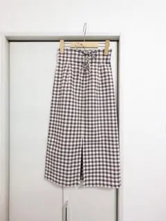 新品未使用 GU ブラウンチェック タイトスカート Sサイズ