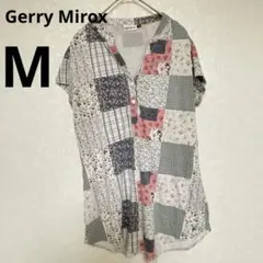 1点物✨海外古着❣パッチワーク 風 半袖 シャツ M 多色 総柄 カジュアル