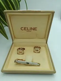 RU-6344　セリーヌ　CELINE　タイピン・カフス　セット CELINE（セリーヌ） カフス ネクタイピン ライセンス メタル シルバー