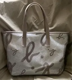agnes b. トートバッグ　キャンバス　総柄グレーシルバー　きらきらYS29
