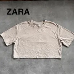 ZARA ザラ ショート丈 クロップド丈Tシャツ ベージュ Lサイズ