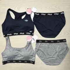 未使用 FILA ブラ ショーツ セット Lサイズ ネイビー グレー