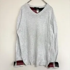 ブラックレーベルクレストブリッジ ジャガード チェックニット　グレー　L 美品✨