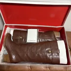 未使用　COACH ブラウン レザー ロングブーツ