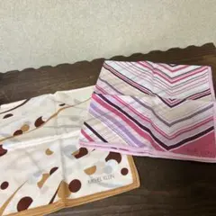 ハンカチ　2枚セット　中古品　ミッシェルクラン　ベージュ　ピンク　送料無料　匿名