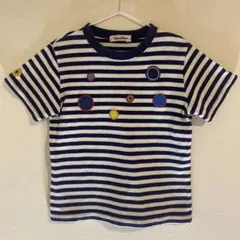 日本製familiarファミリア ボーダー 水玉 ワッペン 刺繍 シャツ 120