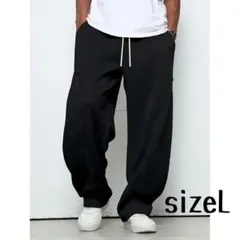 983 メンズ パンツ スウェット ブラック L カジュアル 部屋着 ゆる