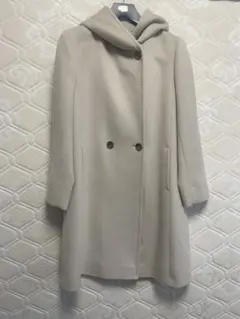 23区　ベージュ　ウールアンゴラビーバー フーデッド コート 38