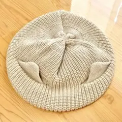 ネコミミニットベレー 猫耳 ニット帽 ベレー帽 冬小物