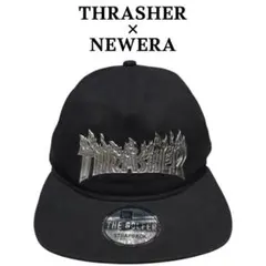 THRASHER × NEW ERA メタル調フレイムロゴ キャップ ニューエラのサムネイル