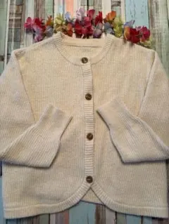 ゆったりカーディガンアイボリー リブ編みセーターJAVA