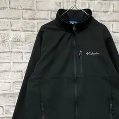 コロンビア　ソフトシェルジャケット！ブラックM ロゴ刺繍アウトドア0220