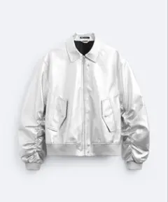 【新品】メタリックフェイクレザーブルゾン LサイズZARA 定価¥13,590