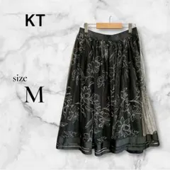 【KT】9286 黒 花柄刺繍 チュールスカート　モノトーン　パーティー　М