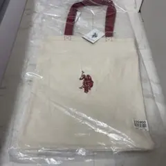 トートバッグ　新品　人気　POLO ASSN ベージュ　レッドカラー