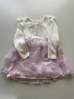 フラワー刺繍付きチュニックドレス 100cm