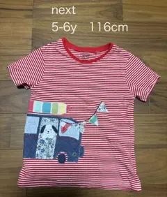 ★即購入OK★【NEXT 】半袖Tシャツ ボーダー　赤　犬　116cmのサムネイル