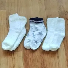ふわふわ　ボア　フリース　ルームソックス　靴下　3点セット