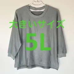 【美品】大きいサイズ noannuノアンヌ 5L リブトップス くすみグリーン系