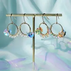 フローライト ムーンフラワーカービング ピアス - メルカリ