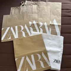 ZARA ベージュショップ袋 クラフト紙袋 計5枚と布袋1枚のサムネイル