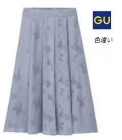 GU フラワージャガードフレアカート ブラック Sサイズ