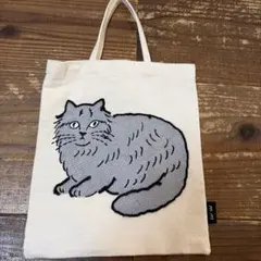 m.m 刺繍 トートバッグ 猫 花