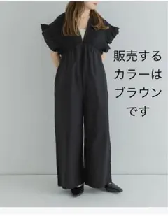 オールインワン ブラウン　シャーリングサマーオールインワンのサムネイル