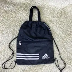adidas アディダス　ナップサック　ナイロン　3本ライン　Y2K 黒　白
