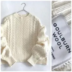 グリーンレーベルリラクシング ▲∴* w100% アラン柄ニット　定価1.3万