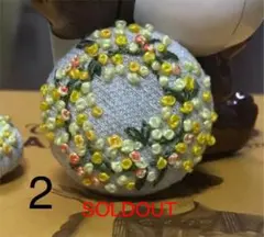 刺繍ヘアゴムor刺繍ブローチ ミモザのリース2