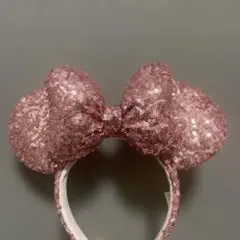 ピンク スパンコール リボンカチューシャ