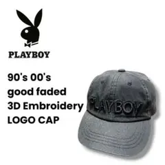 90s 00s PLAYBOY プレイボーイ ブラック フェード ロゴ キャップのサムネイル