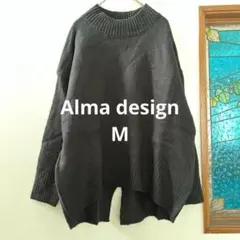 Alma design 天竺編み バックスリット ニットトップス