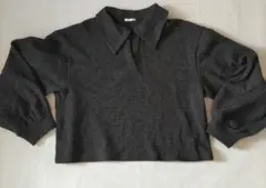 ジーユー GU トップス カットソー パフスリーブ バルーン袖 ダークグレー