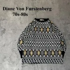 70s-80s Diane Von Furstenberg（L）幾何学柄ニット