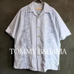 Tommy Bahama シルク花柄 刺繍 半袖 アロハシャツ S 開襟 古着のサムネイル