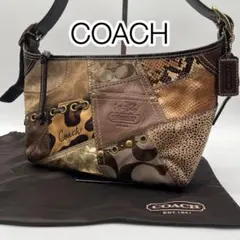 希少⭐︎COACH パッチワーク ワンショルダーバッグ y2k レオパード 豹柄